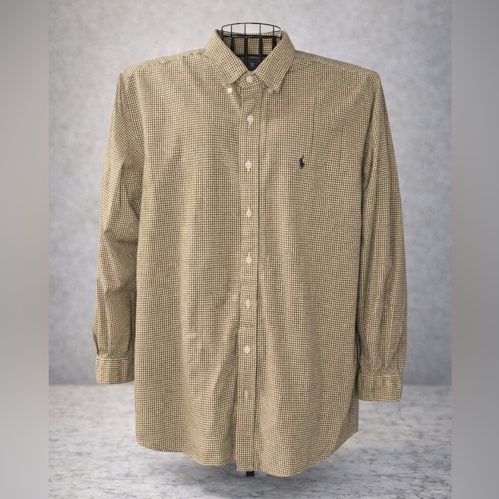 Ralph Lauren Beige Checkered Button Down Shirt